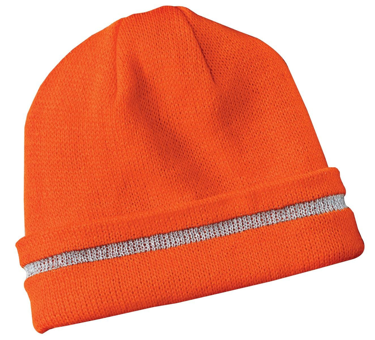 CornerStone Workwear OSFA / Safety Orange/ Reflective CornerStone Enhanced Visibility Beanie with Reflective Stripe.  CS800