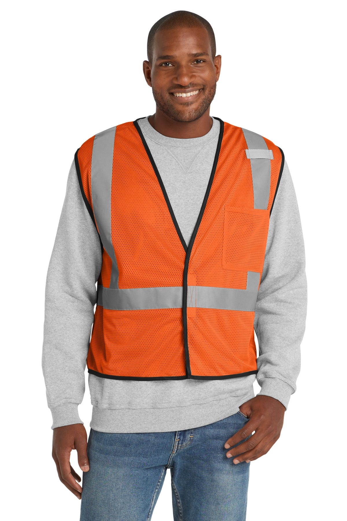 CornerStone Workwear S/M / Safety Orange CornerStone  ®  ANSI 107 Class 2 Economy Mesh One-Pocket Vest. CSV100