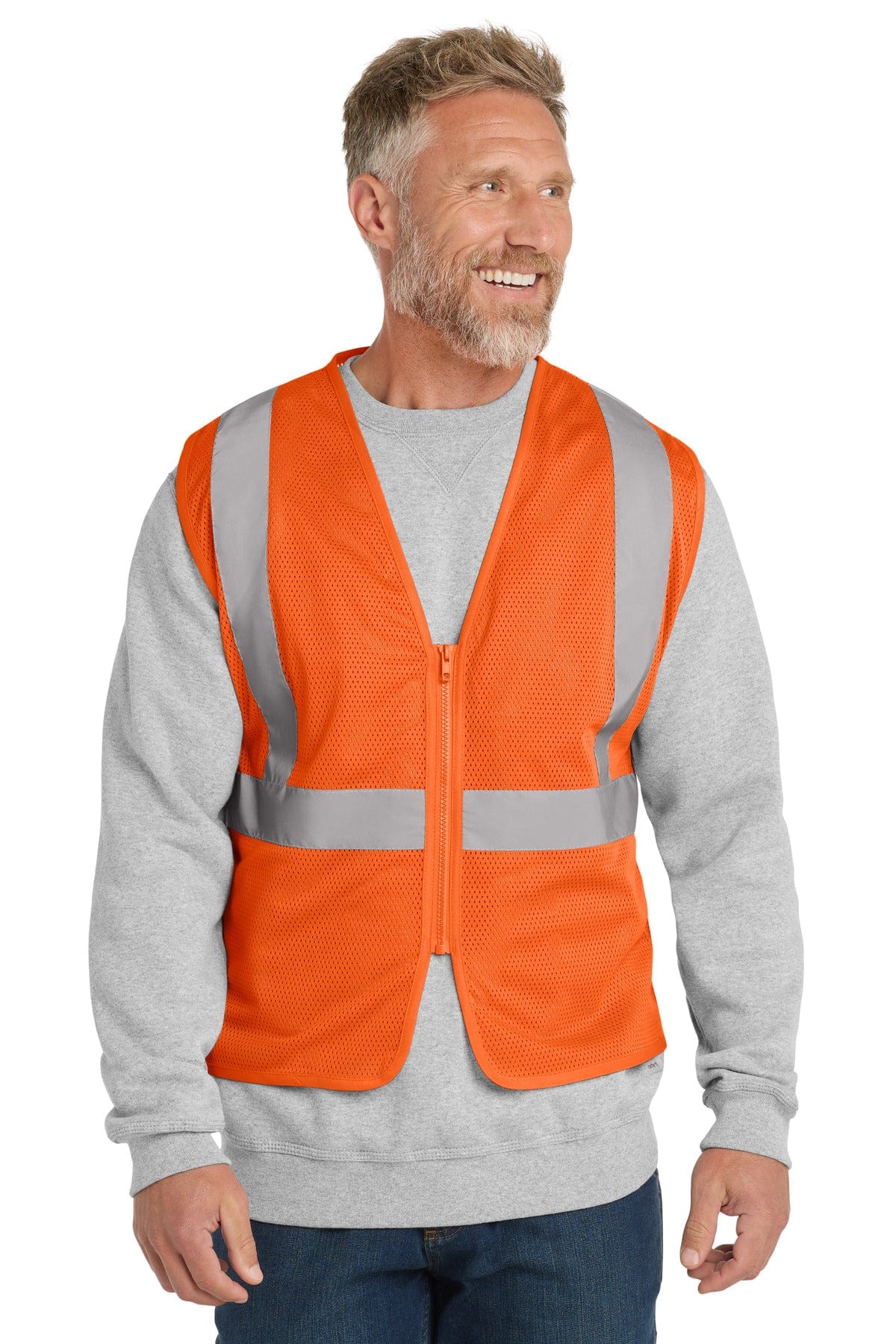 CornerStone Workwear S/M / Safety Orange CornerStone  ®  ANSI 107 Class 2 Economy Mesh Zippered Vest. CSV101
