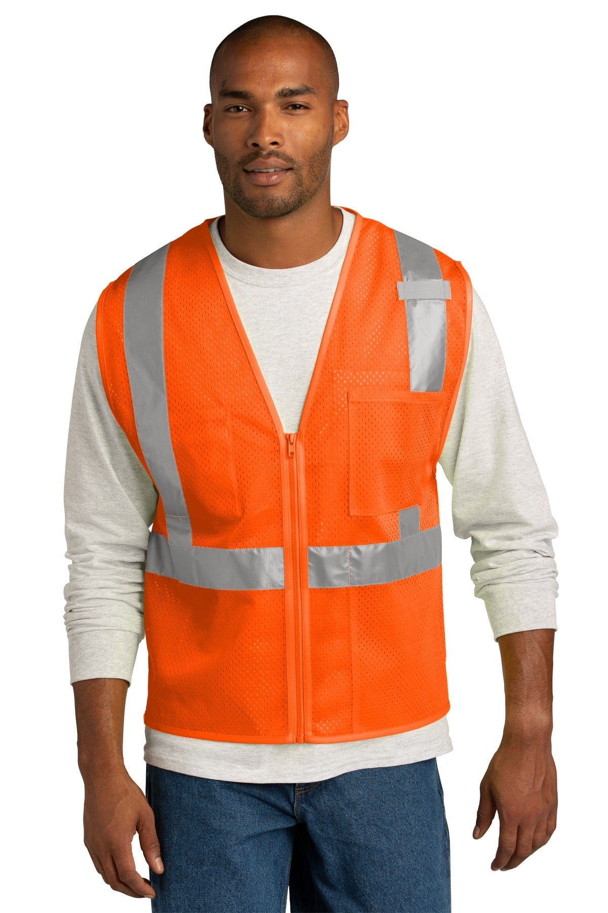 CornerStone Workwear S/M / Safety Orange CornerStone CSV102: ANSI 107 Class 2 Mesh Zippered Vest