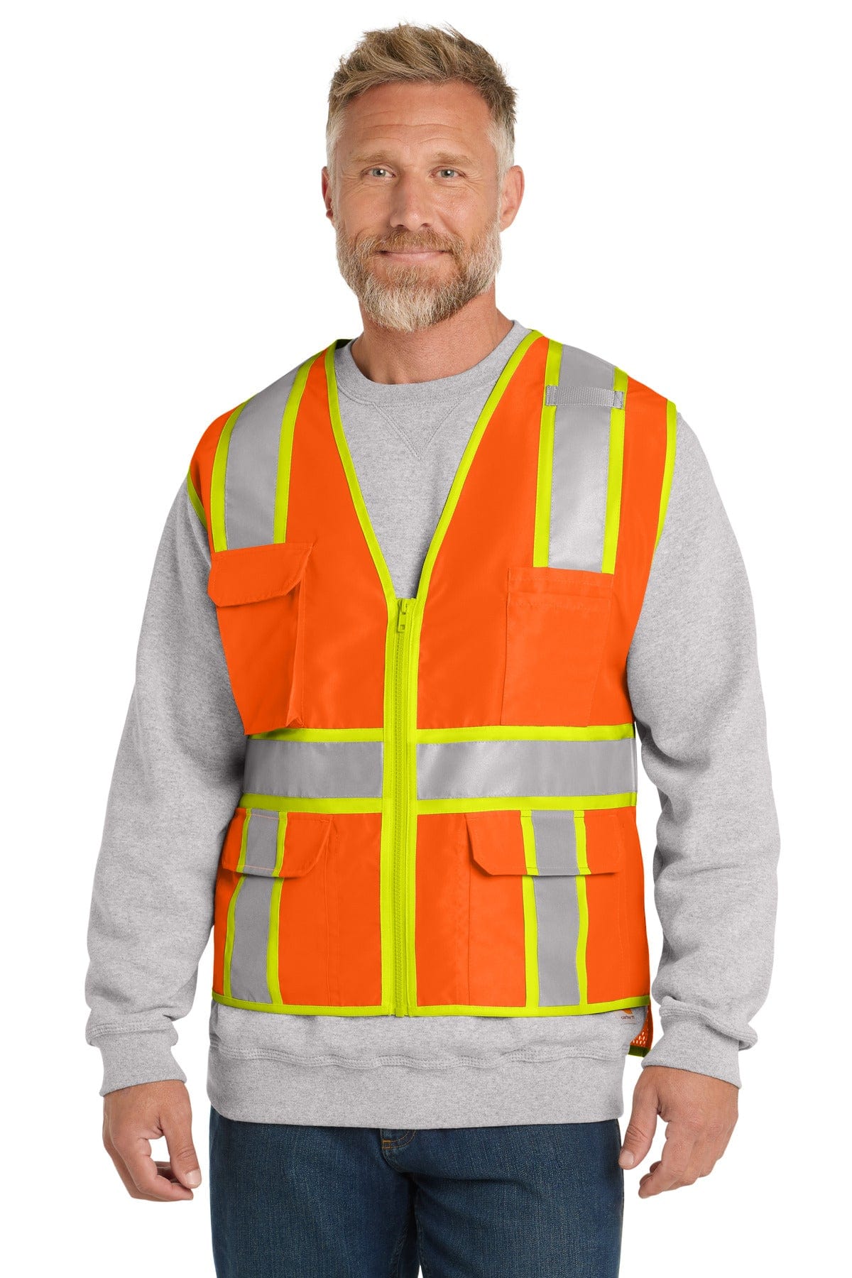 CornerStone Workwear S/M / Safety Orange CornerStone CSV105: ANSI 107 Class 2 Surveyor Zippered Two-Tone Vest