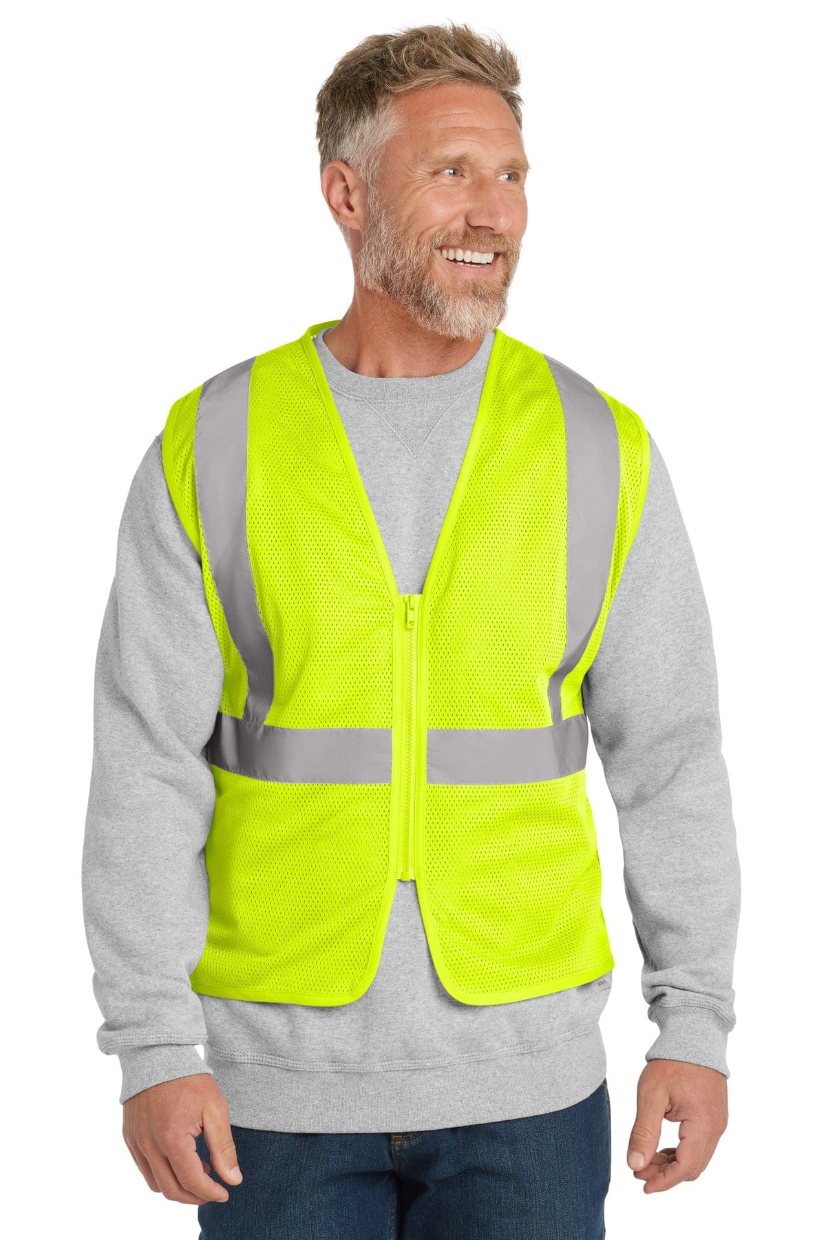CornerStone Workwear S/M / Safety Yellow CornerStone  ®  ANSI 107 Class 2 Economy Mesh Zippered Vest. CSV101