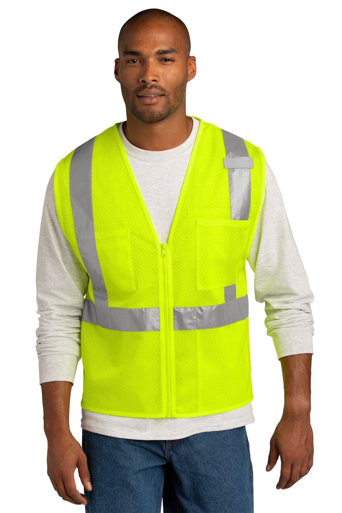 CornerStone Workwear S/M / Safety Yellow CornerStone CSV102: ANSI 107 Class 2 Mesh Zippered Vest