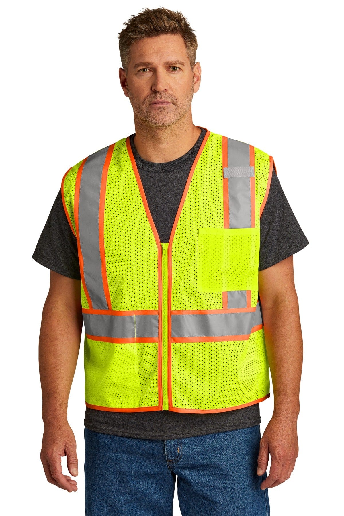 CornerStone Workwear S/M / Safety Yellow CornerStone CSV103: ANSI 107 Class 2 Mesh Zippered Two-Tone Vest