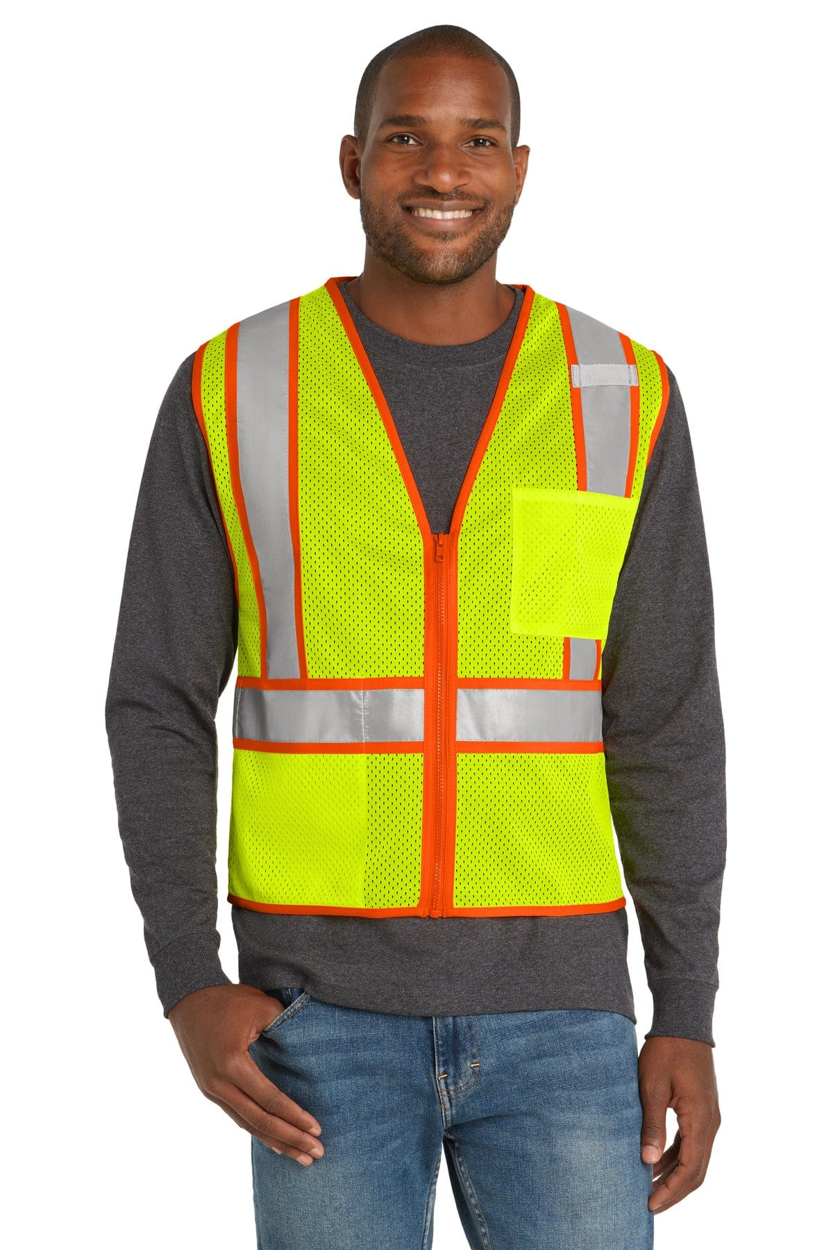 CornerStone Workwear S/M / Safety Yellow CornerStone CSV103: ANSI 107 Class 2 Mesh Zippered Two-Tone Vest