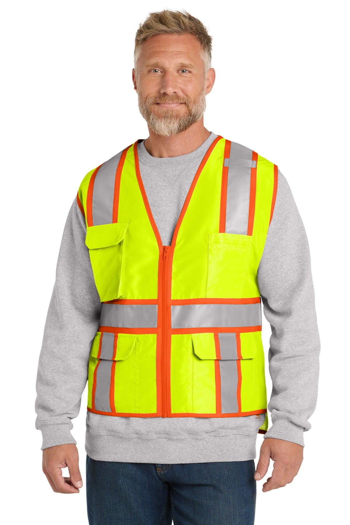 CornerStone Workwear S/M / Safety Yellow CornerStone CSV105: ANSI 107 Class 2 Surveyor Zippered Two-Tone Vest