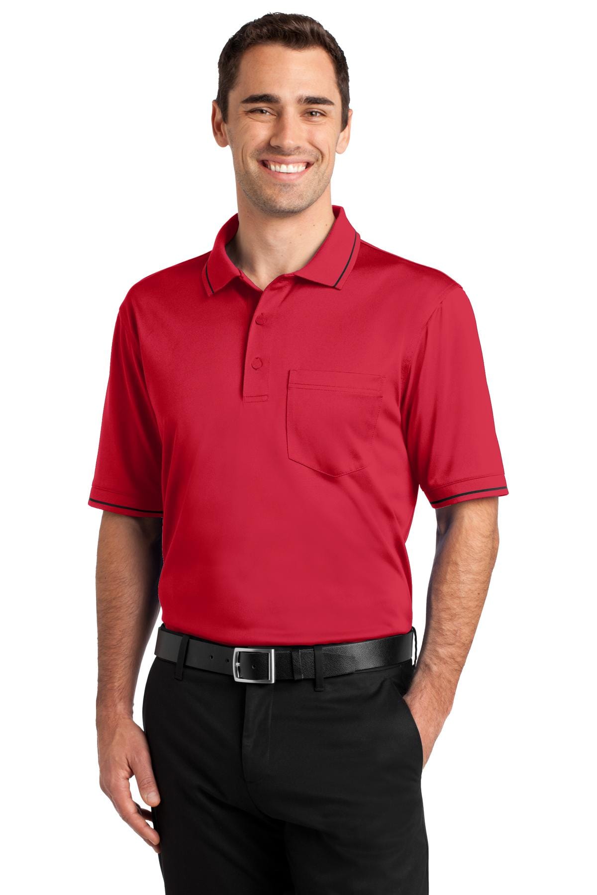 CornerStone Workwear XS / Red/ Black CornerStone ®  Select Snag-Proof Tipped Pocket Polo. CS415