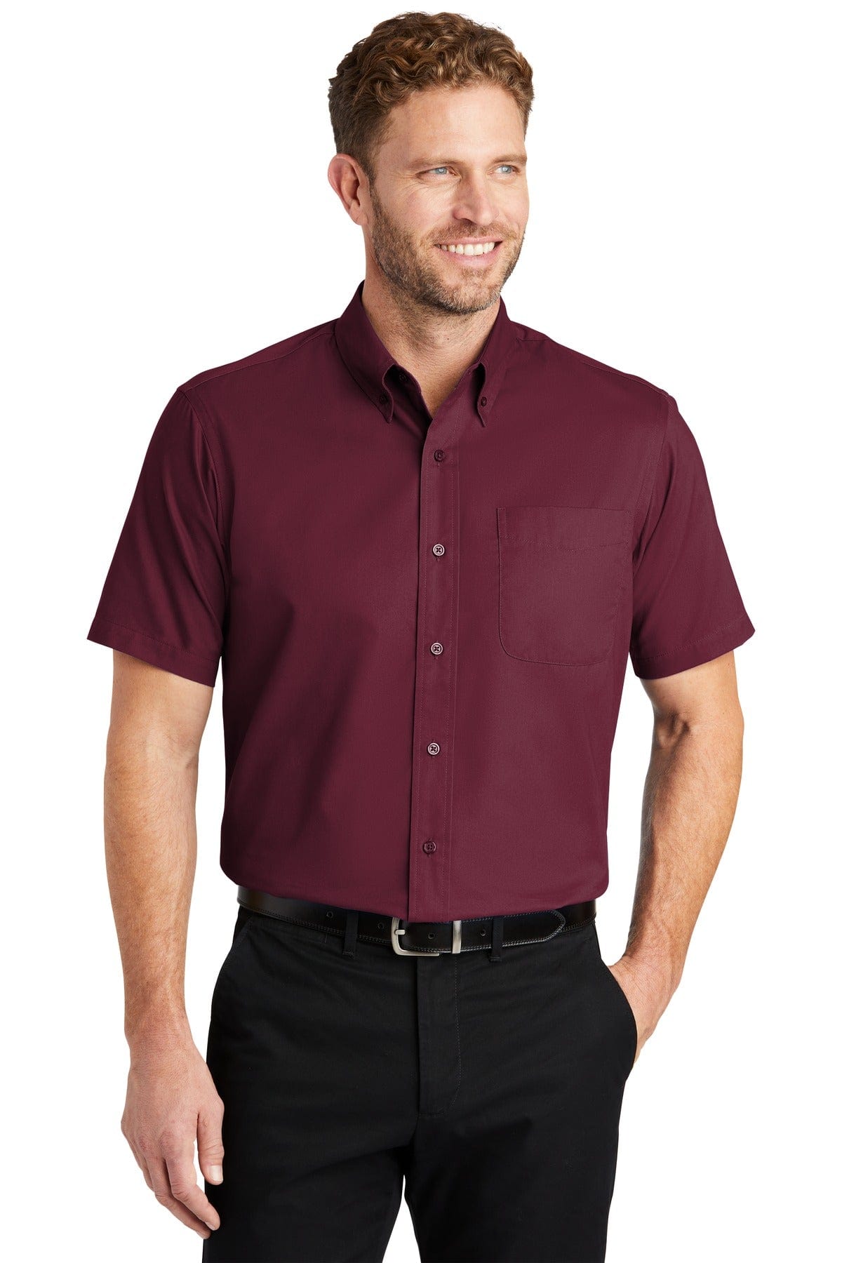 CornerStone Woven Shirts XS / Burgundy CornerStone SP18: Short Sleeve SuperPro Twill Shirt