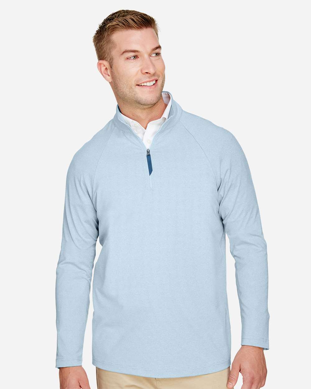 Devon and Jones Knits & Layering Devon & Jones DG480 Men's CrownLux Performance® Clubhouse Micro-Stripe Quarter-Zip Pullover