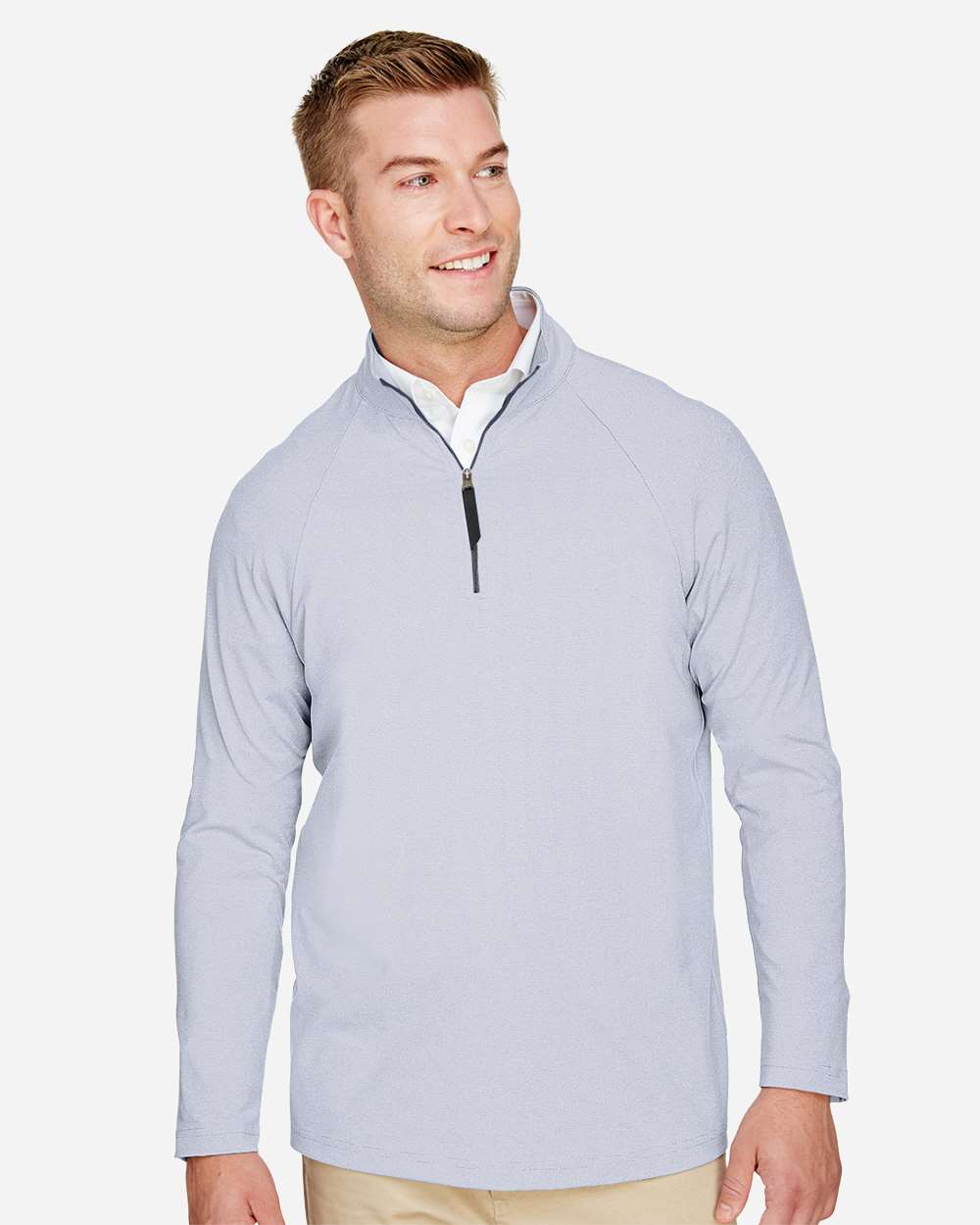 Devon and Jones Knits & Layering Devon & Jones DG480 Men's CrownLux Performance® Clubhouse Micro-Stripe Quarter-Zip Pullover