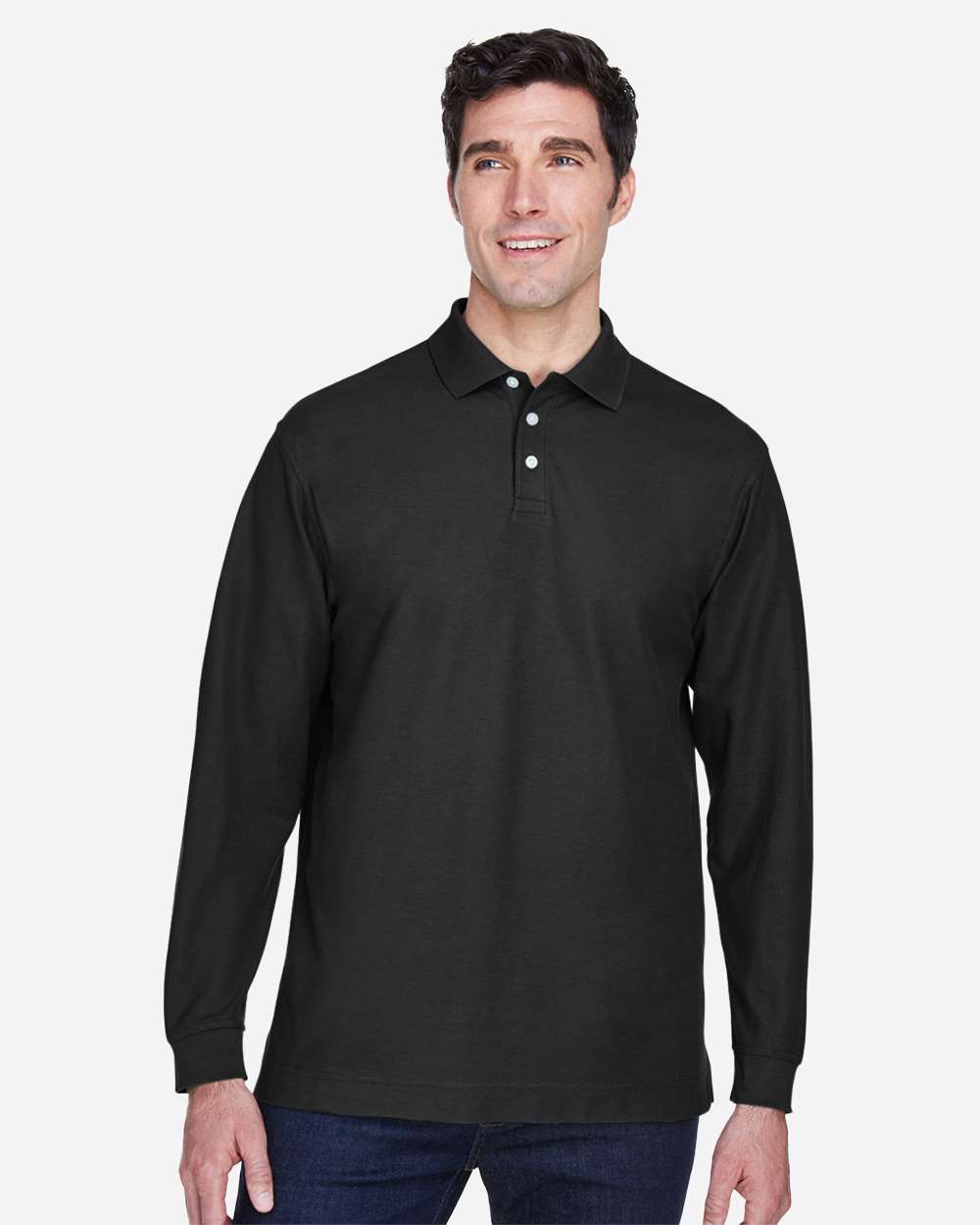 Devon & Jones Polos 2XL / Black Devon & Jones D110 Men's Pima Piqué Long Sleeve Polo