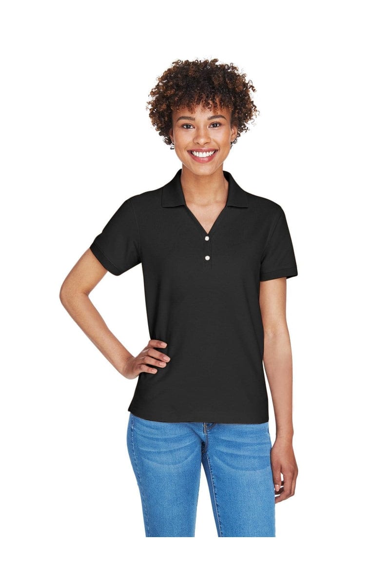 Devon & Jones Polos/Knits XS / Black Devon & Jones D100W: Ladies' Pima Pique Short-Sleeve Y-Collar Polo