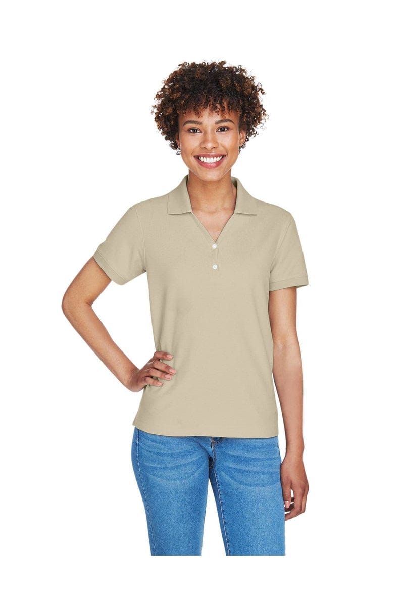 Devon & Jones Polos/Knits XS / Stone Devon & Jones D100W: Ladies' Pima Pique Short-Sleeve Y-Collar Polo