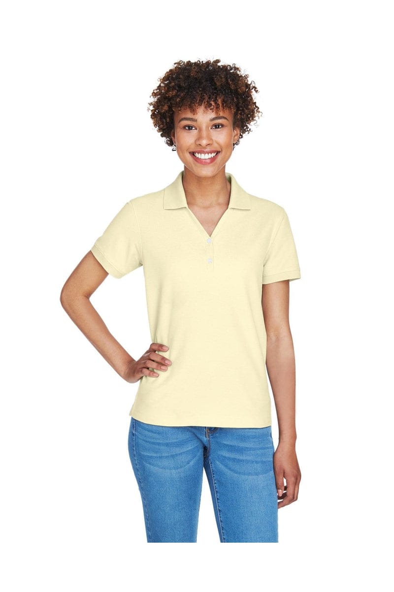Devon & Jones Polos/Knits M / Transparent Yell Devon & Jones D100W: Ladies' Pima Pique Short-Sleeve Y-Collar Polo