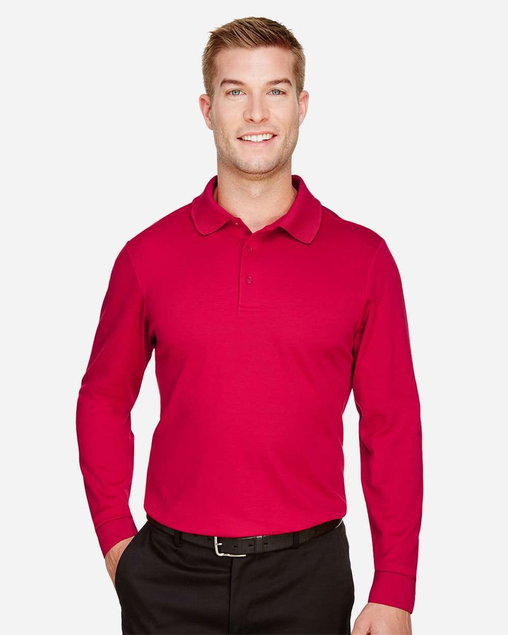 Devon & Jones Polos LT / Red Devon & Jones DG20LT Men's Tall CrownLux Performance® Plaited Long Sleeve Polo