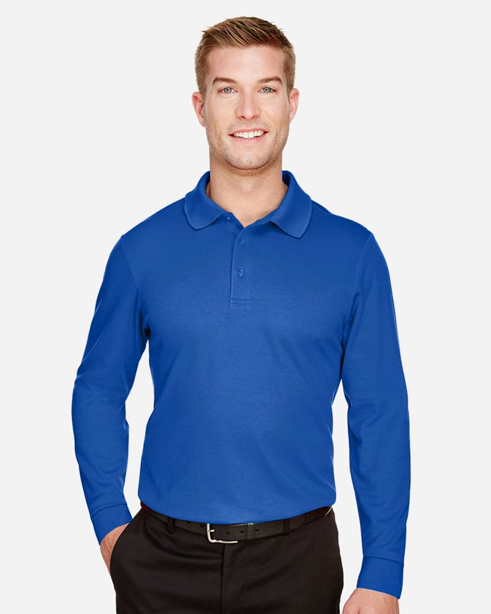 Devon & Jones Polos LT / True Royal Devon & Jones DG20LT Men's Tall CrownLux Performance® Plaited Long Sleeve Polo