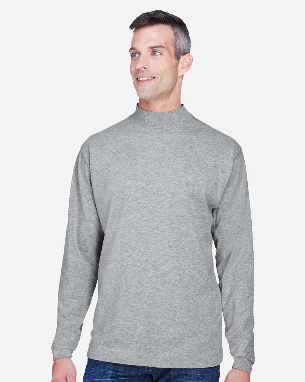 Devon & Jones T-Shirts - Long Sleeve XS / Grey Heather Devon & Jones D420 Unisex Sueded Jersey Mock Neck T-Shirt