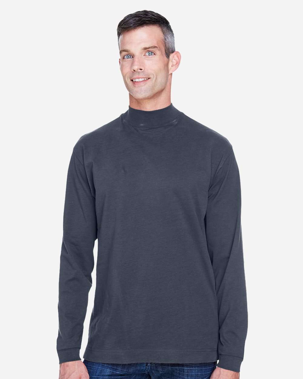 Devon & Jones T-Shirts - Long Sleeve XS / Navy Devon & Jones D420 Unisex Sueded Jersey Mock Neck T-Shirt