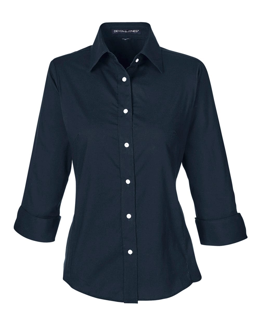 Devon & Jones Wovens Devon & Jones DP625W Women's Perfect Fit™ Three-Quarter Sleeve Stretch Poplin Dress Shirt