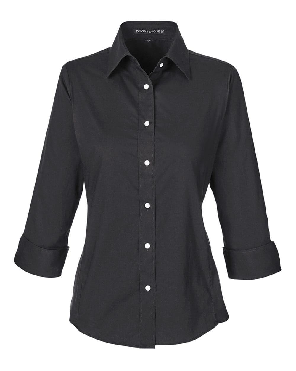 Devon & Jones Wovens Devon & Jones DP625W Women's Perfect Fit™ Three-Quarter Sleeve Stretch Poplin Dress Shirt