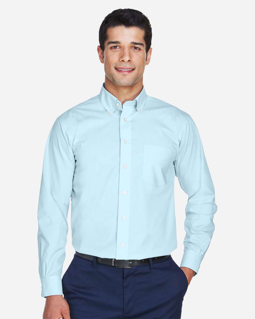 Devon & Jones Wovens L / Crystal Blue Devon & Jones D620 Men's Crown Collection® Broadcloth Woven Dress Shirt