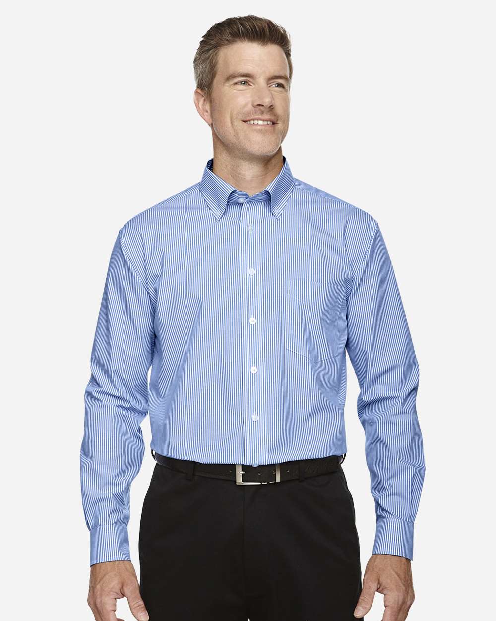 Devon & Jones Wovens S / French Blue Devon & Jones D645 Men's Crown Collection® Banker Stripe Woven Dress Shirt