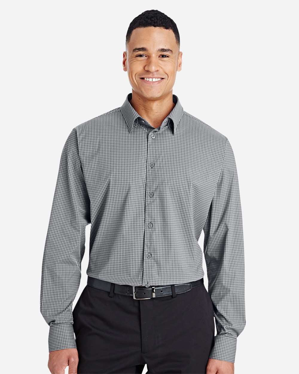 Devon & Jones Wovens S / Graphite Devon & Jones DG535 Men's CrownLux Performance® Tonal Mini Check Woven Dress Shirt