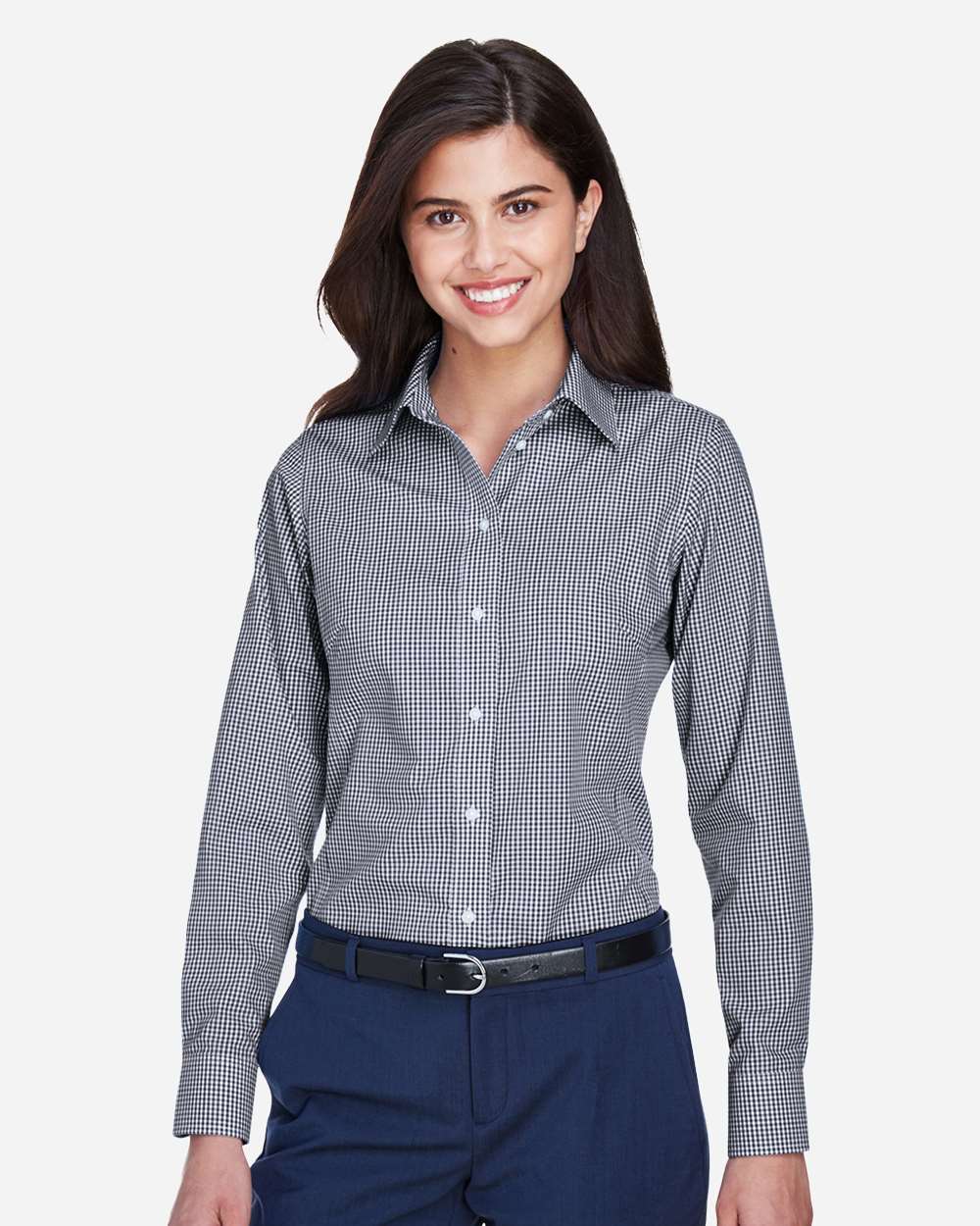Devon & Jones Wovens S / Navy Devon & Jones D640W Women's Crown Collection® Gingham Check Woven Dress Shirt