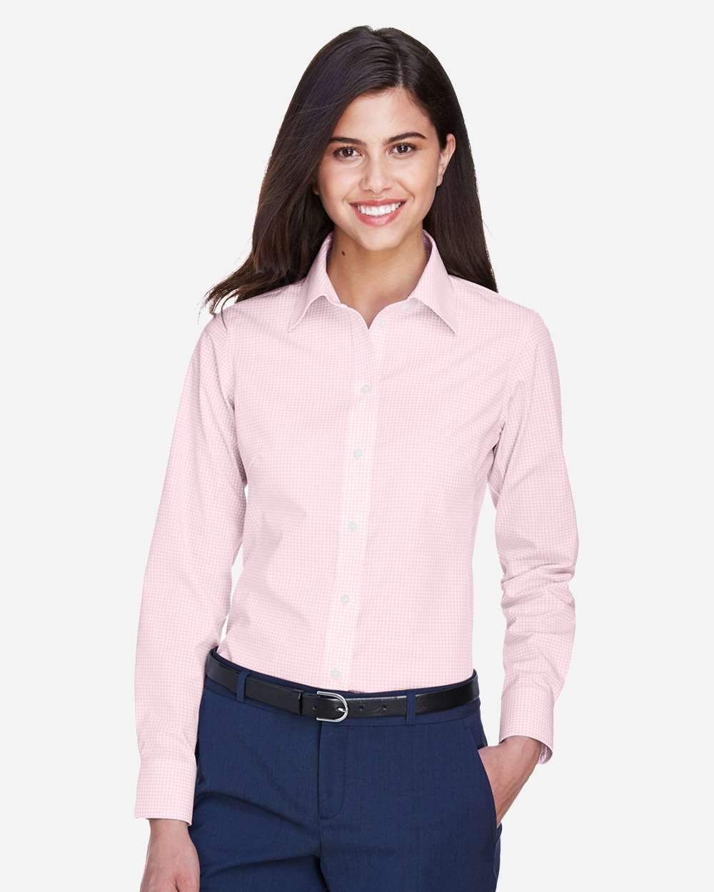 Devon & Jones Wovens S / Pink Devon & Jones D640W Women's Crown Collection® Gingham Check Woven Dress Shirt