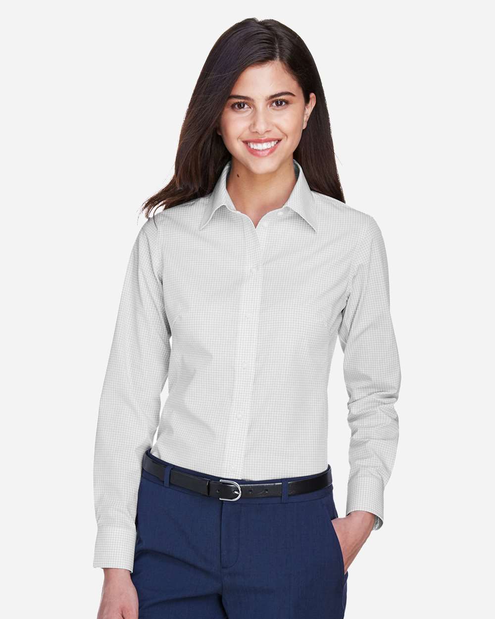 Devon & Jones Wovens S / Silver Devon & Jones D640W Women's Crown Collection® Gingham Check Woven Dress Shirt