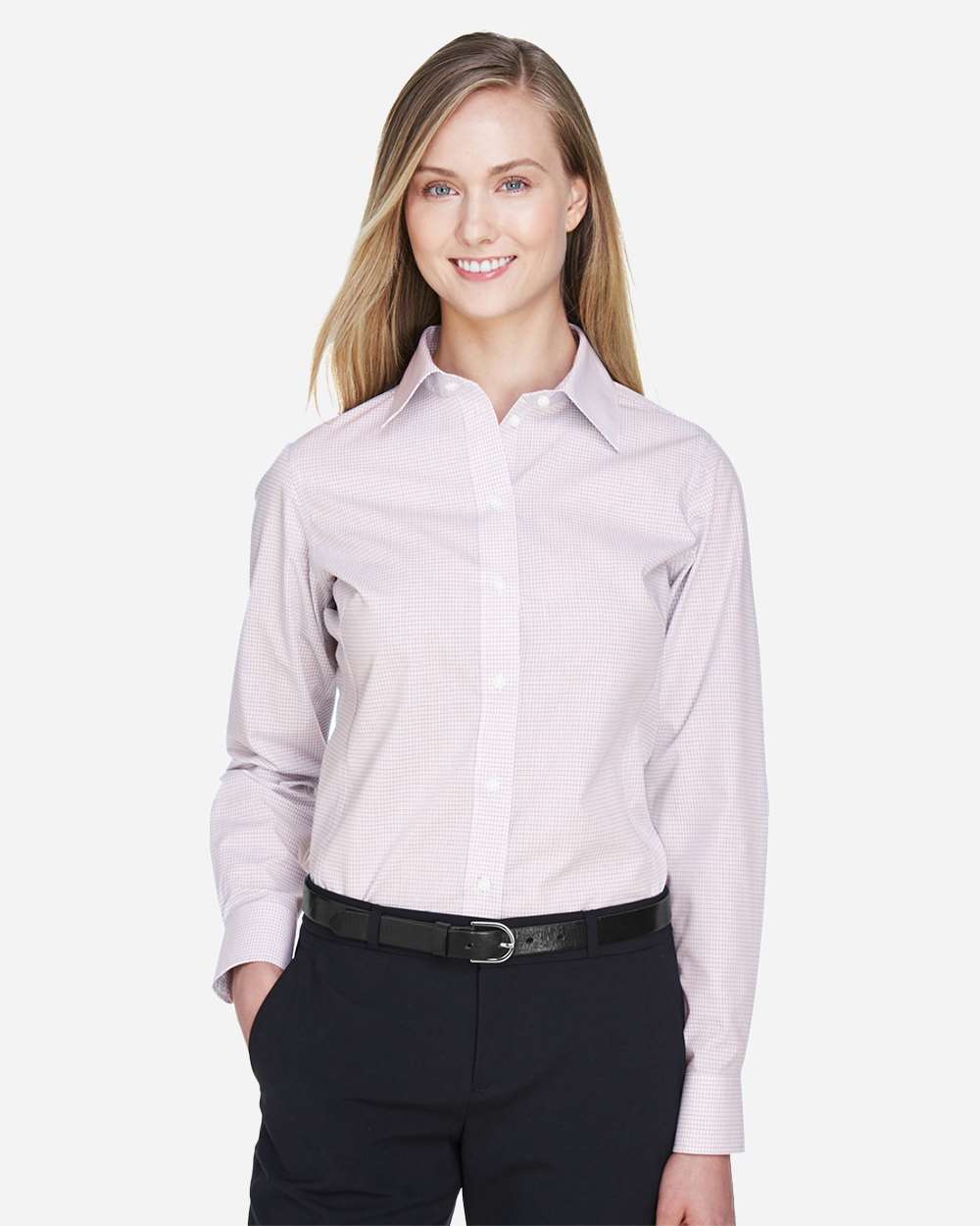 Devon & Jones Wovens S / White/ Burgundy/ Silver Devon & Jones DG510W Women's Crown Collection® Micro Tattersall Woven Dress Shirt