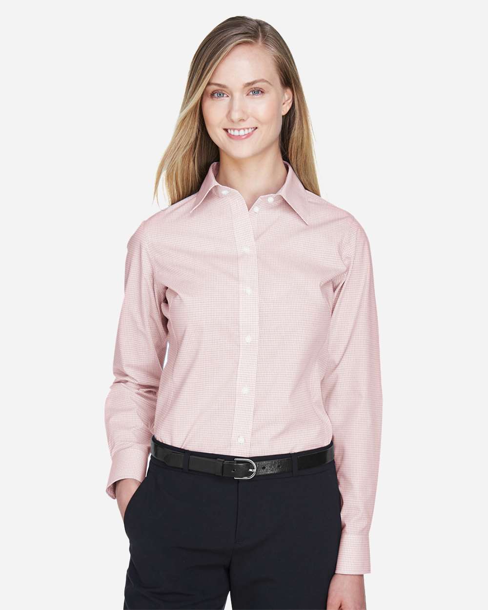 Devon & Jones Wovens S / White/ Rust/ Stone Devon & Jones DG510W Women's Crown Collection® Micro Tattersall Woven Dress Shirt