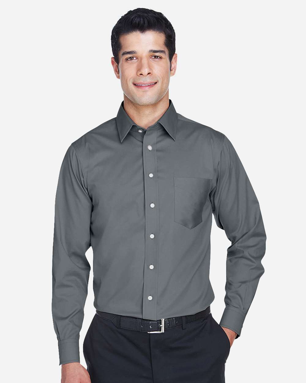 Devon & Jones Wovens XLT / Graphite Devon & Jones DG530T Men's Tall Crown Collection® Solid Stretch Twill Woven Dress Shirt