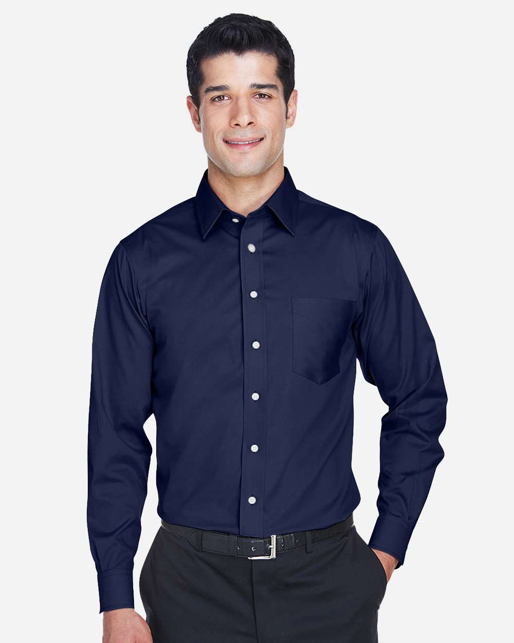 Devon & Jones Wovens XLT / Navy Devon & Jones DG530T Men's Tall Crown Collection® Solid Stretch Twill Woven Dress Shirt