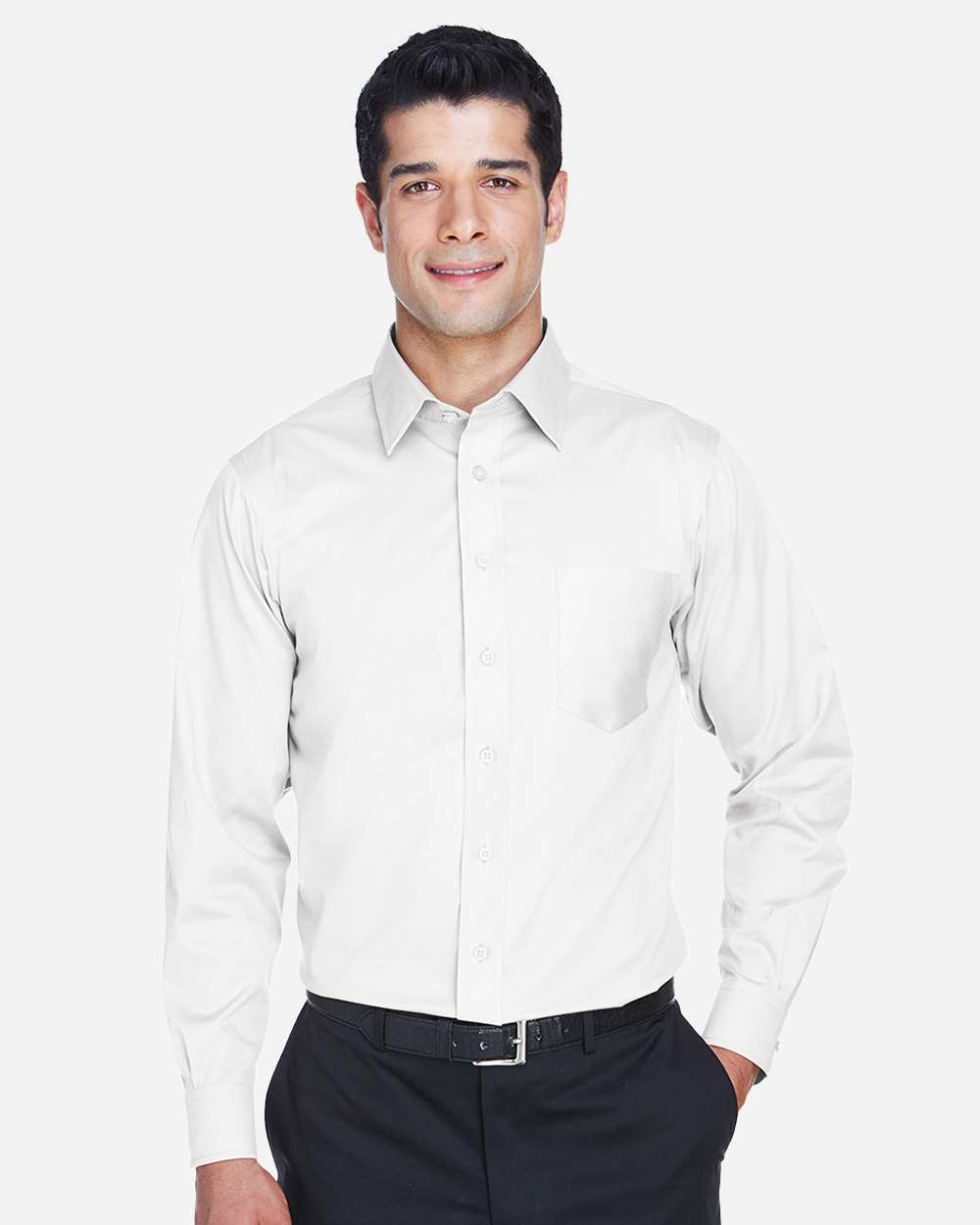 Devon & Jones Wovens XLT / White Devon & Jones DG530T Men's Tall Crown Collection® Solid Stretch Twill Woven Dress Shirt
