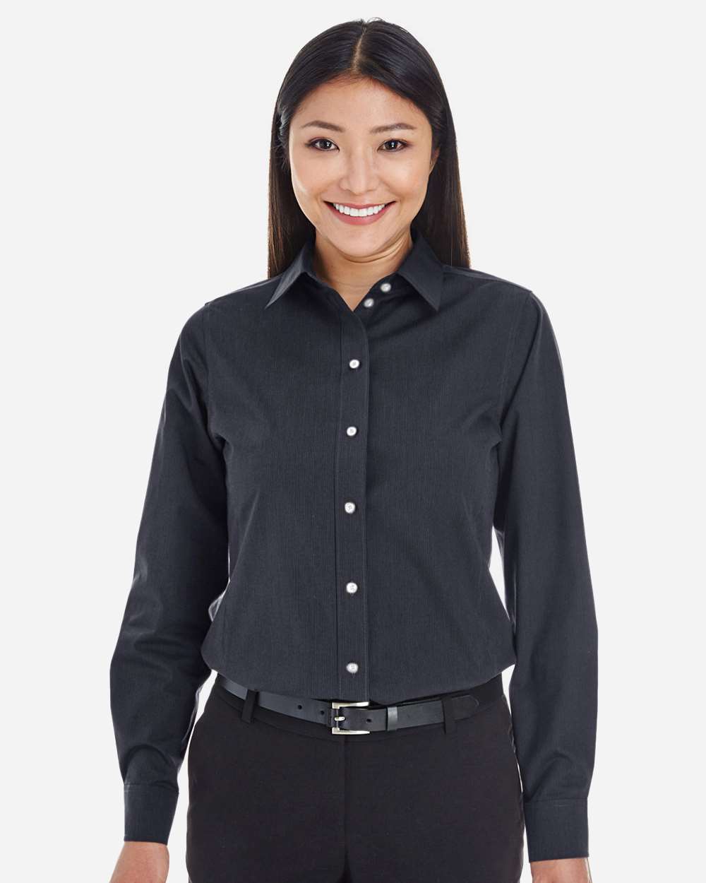 Devon & Jones Wovens XS / Black/ Graphite Devon & Jones DG534W Women's Crown Collection® Striped Woven Dress Shirt