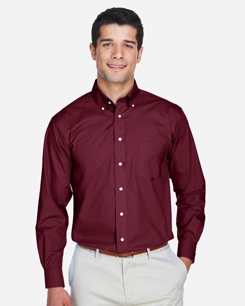 Devon & Jones Wovens XS / Burgundy Devon & Jones D620 Men's Crown Collection® Broadcloth Woven Dress Shirt
