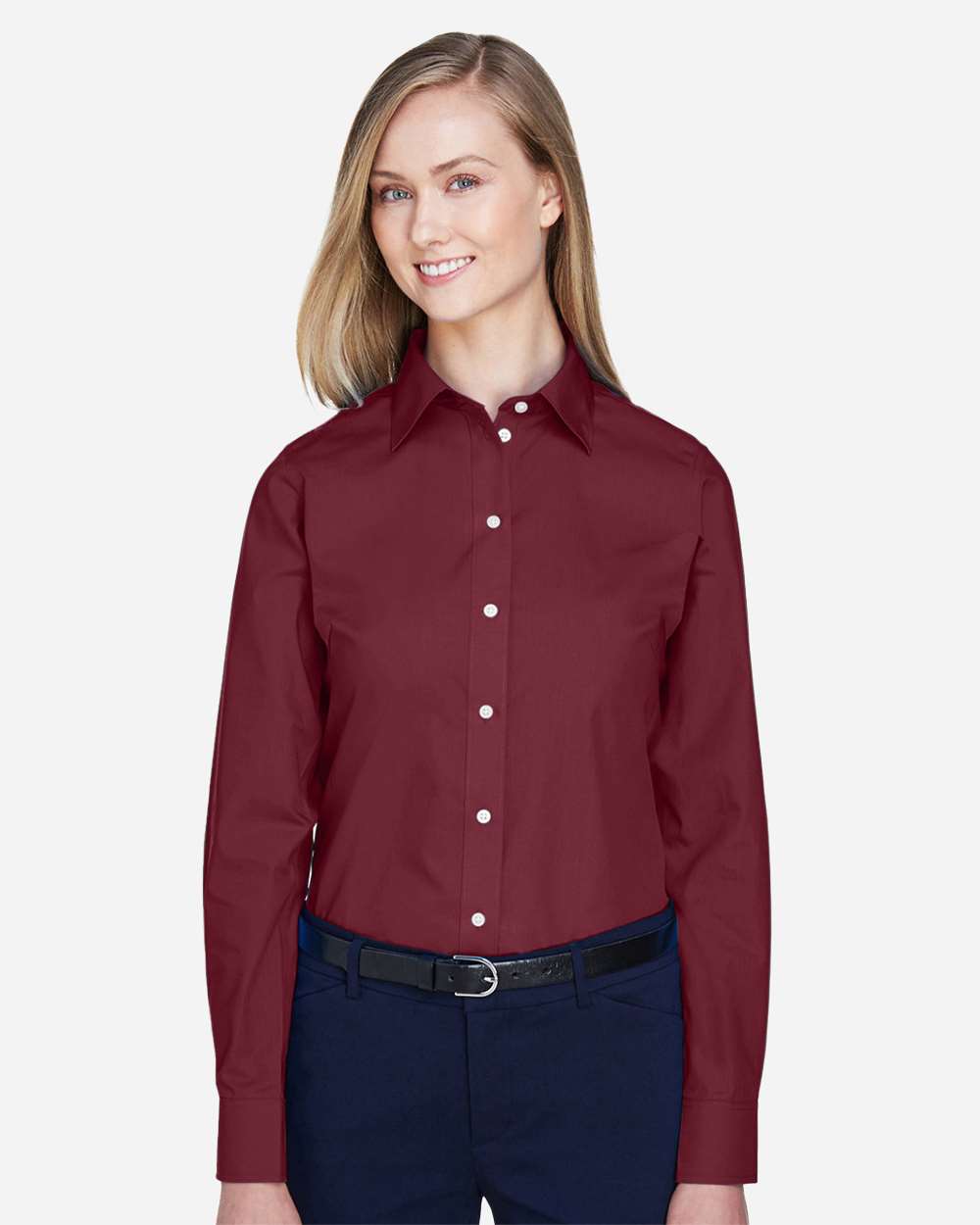 Devon & Jones Wovens XS / Burgundy Devon & Jones D620W Women's Crown Collection® Broadcloth Woven Dress Shirt