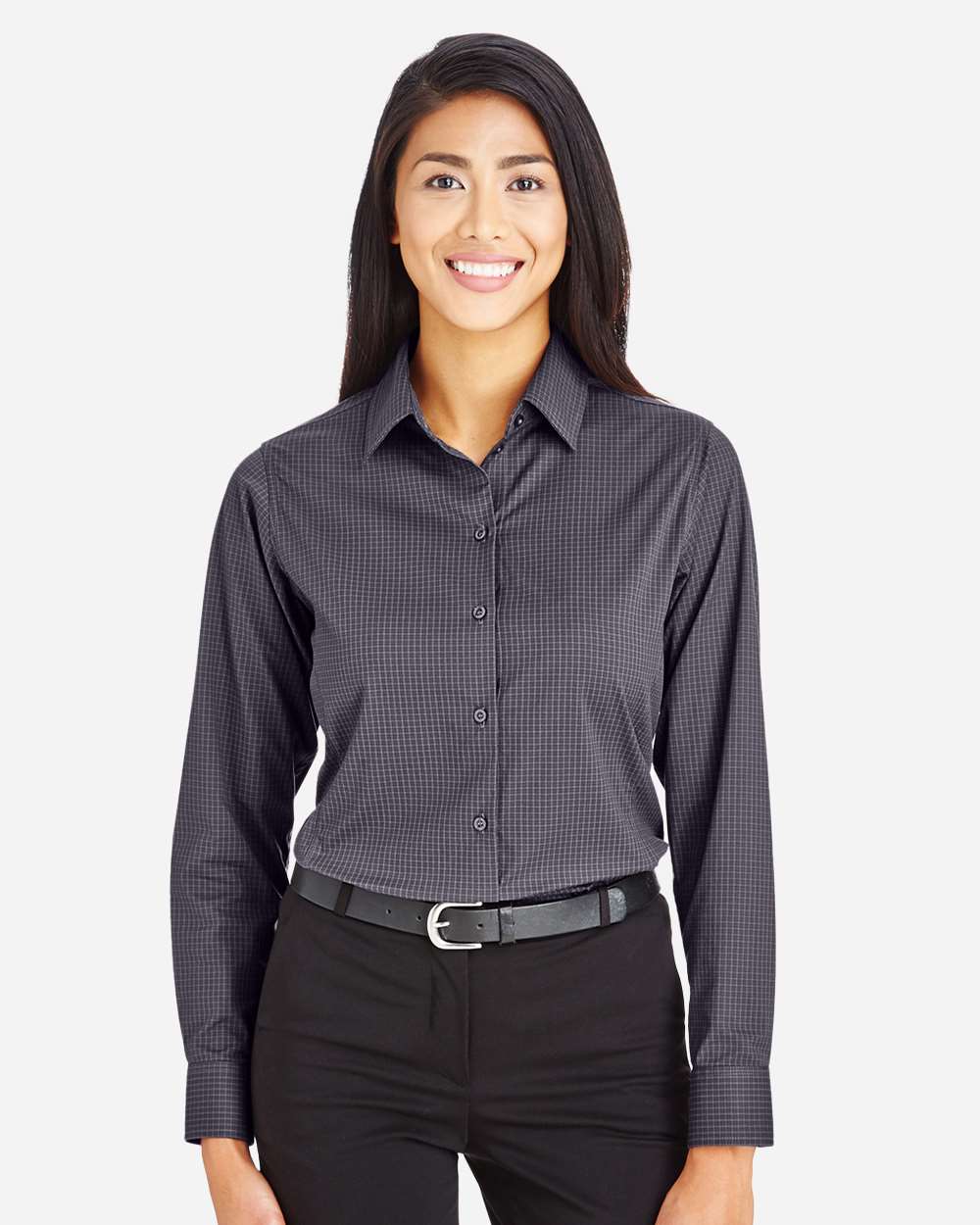 Devon & Jones Wovens XS / Carbon Devon & Jones DG535W Women's CrownLux Performance® Tonal Mini Check Woven Dress Shirt