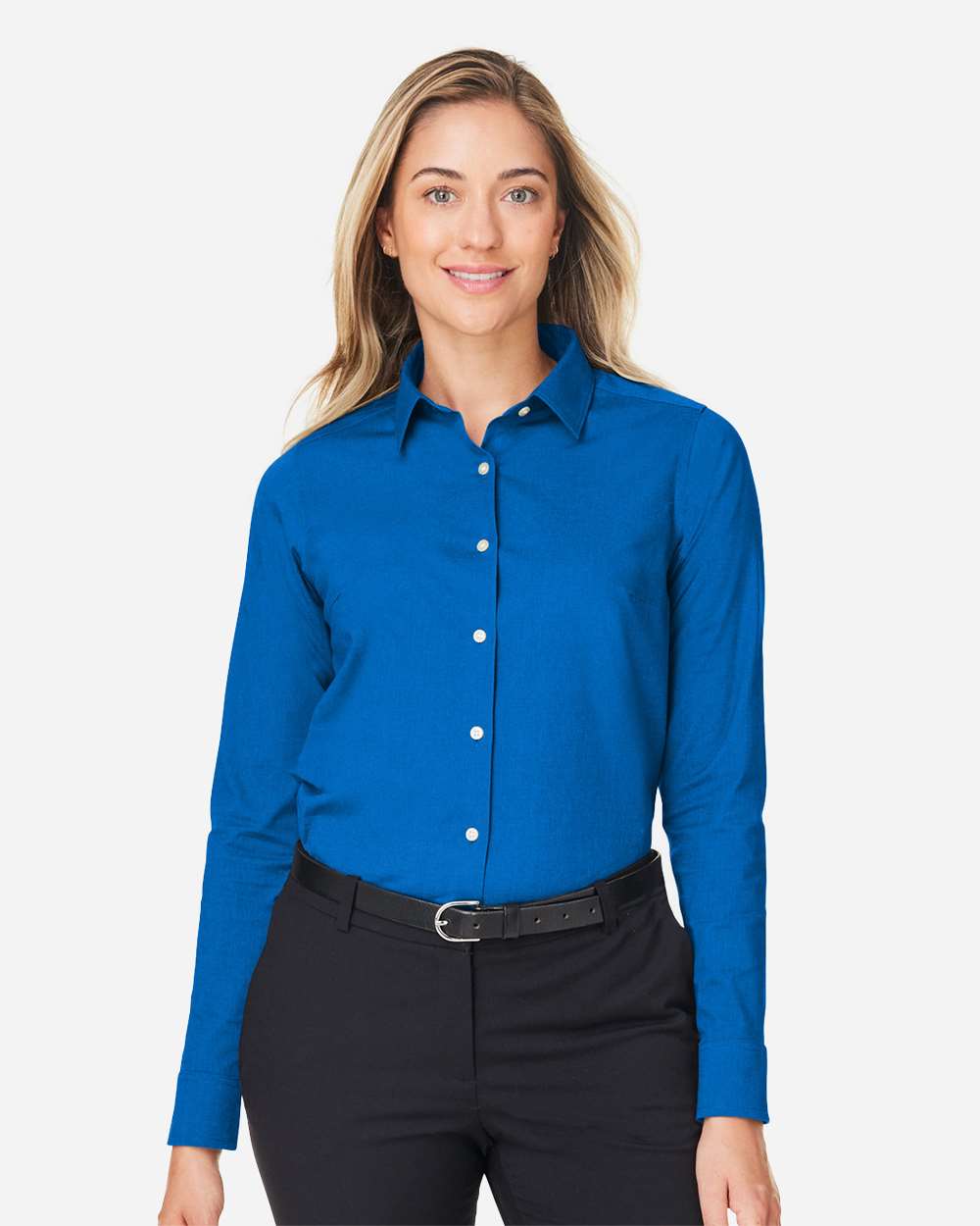Devon & Jones Wovens XS / French Blue Melange Devon & Jones DG505W Women's CrownLux Performance® Spencer Poplin Dress Shirt