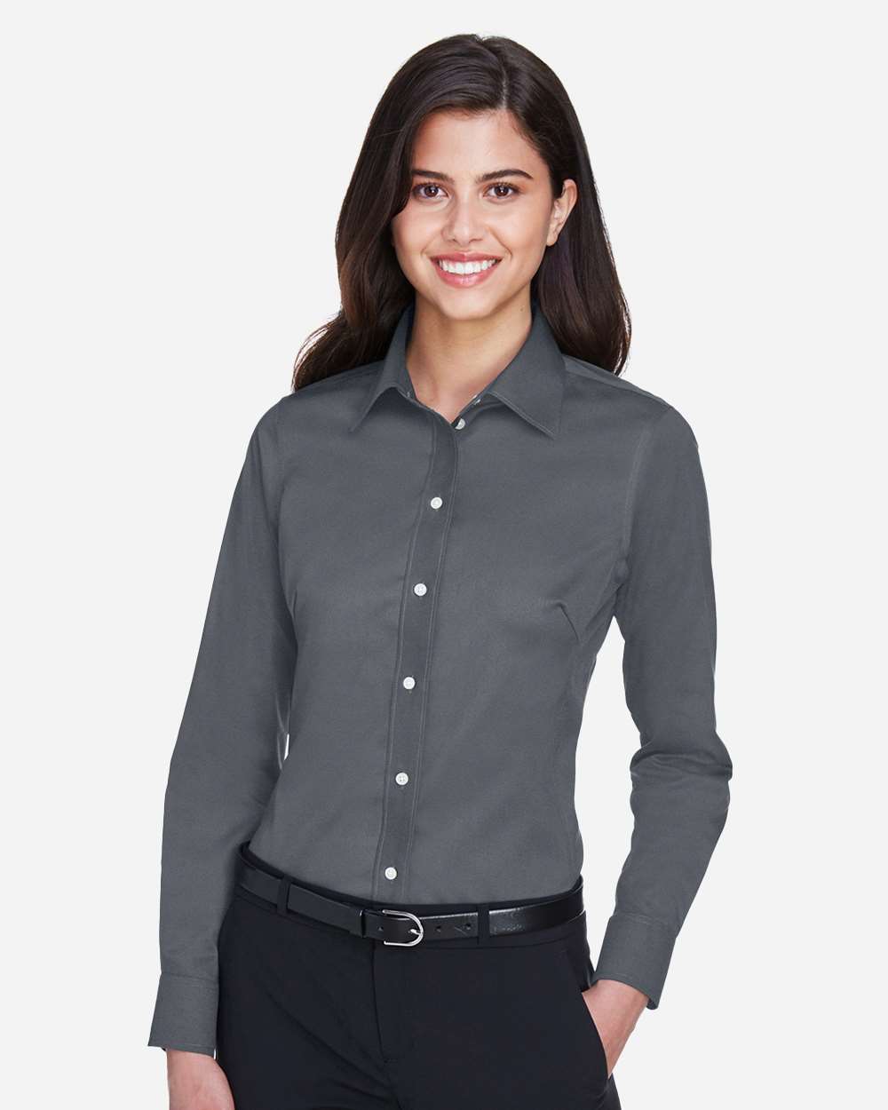 Devon & Jones Wovens XS / Graphite Devon & Jones DG530W Women's Crown Collection® Solid Stretch Twill Woven Dress Shirt