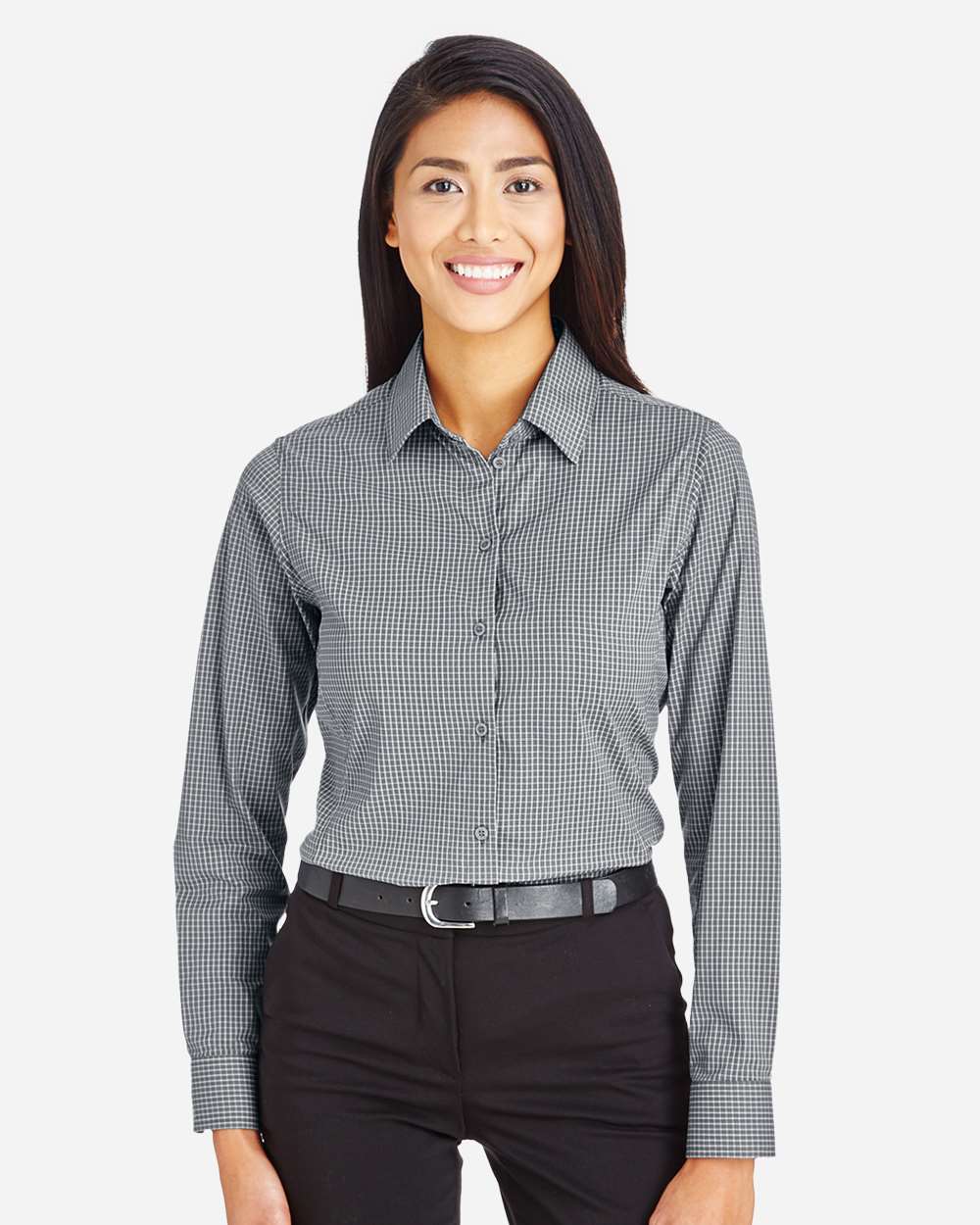 Devon & Jones Wovens XS / Graphite Devon & Jones DG535W Women's CrownLux Performance® Tonal Mini Check Woven Dress Shirt