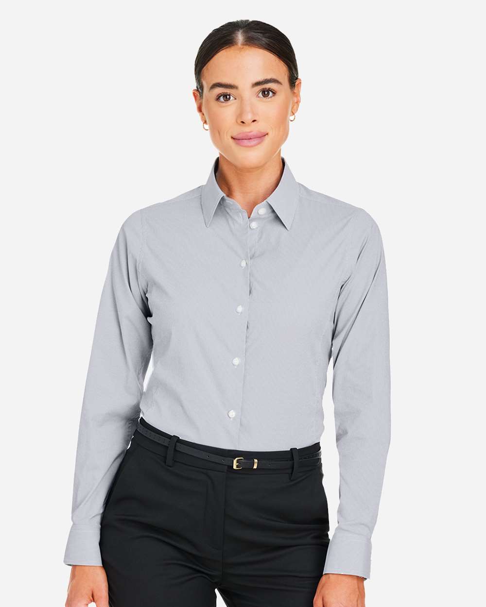 Devon & Jones Wovens XS / Graphite/ White Devon & Jones DG537W Women's CrownLux Performance® Microstripe Dress Shirt