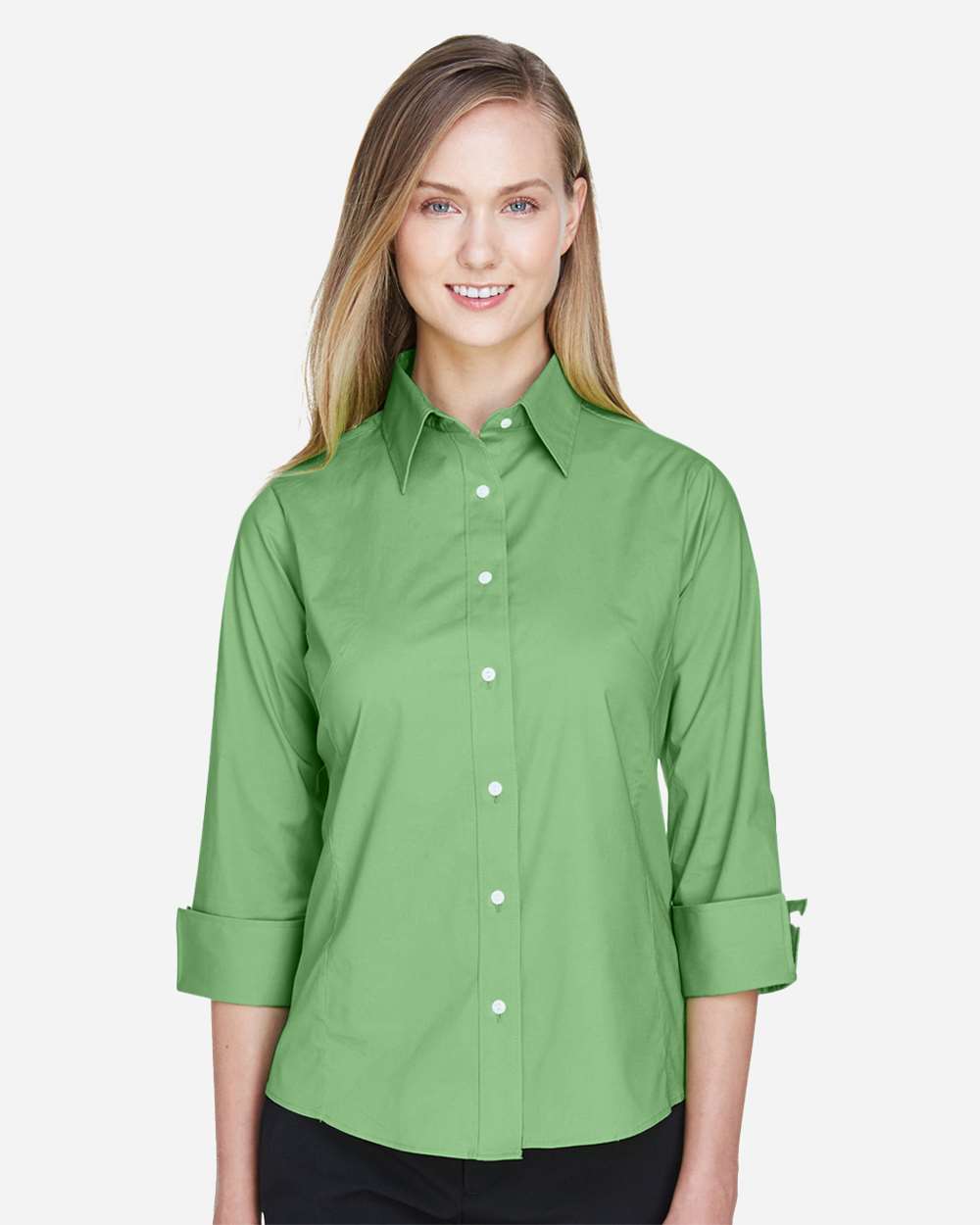 Devon & Jones Wovens XS / Lime Devon & Jones DP625W Women's Perfect Fit™ Three-Quarter Sleeve Stretch Poplin Dress Shirt