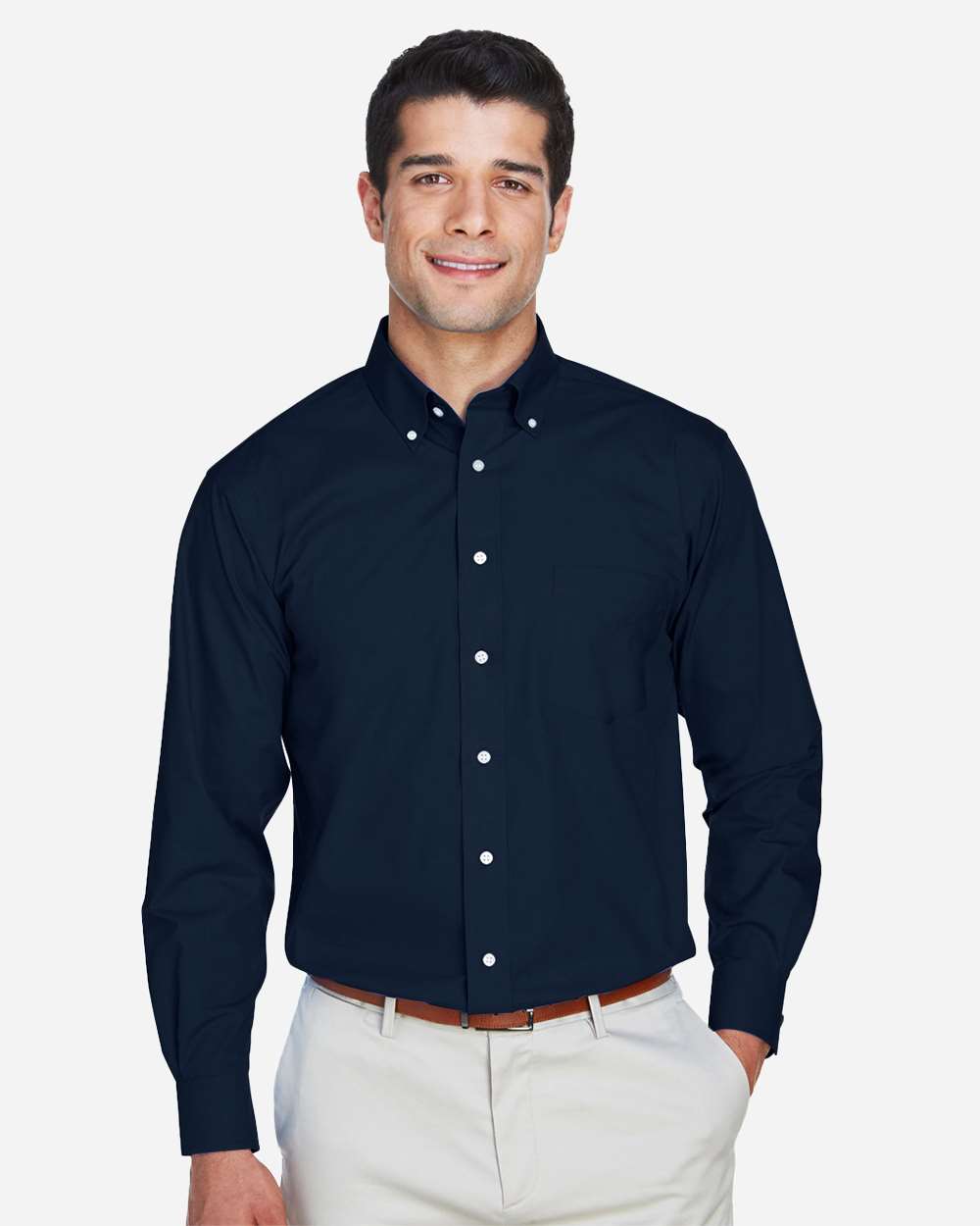 Devon & Jones Wovens XS / Navy Devon & Jones D620 Men's Crown Collection® Broadcloth Woven Dress Shirt