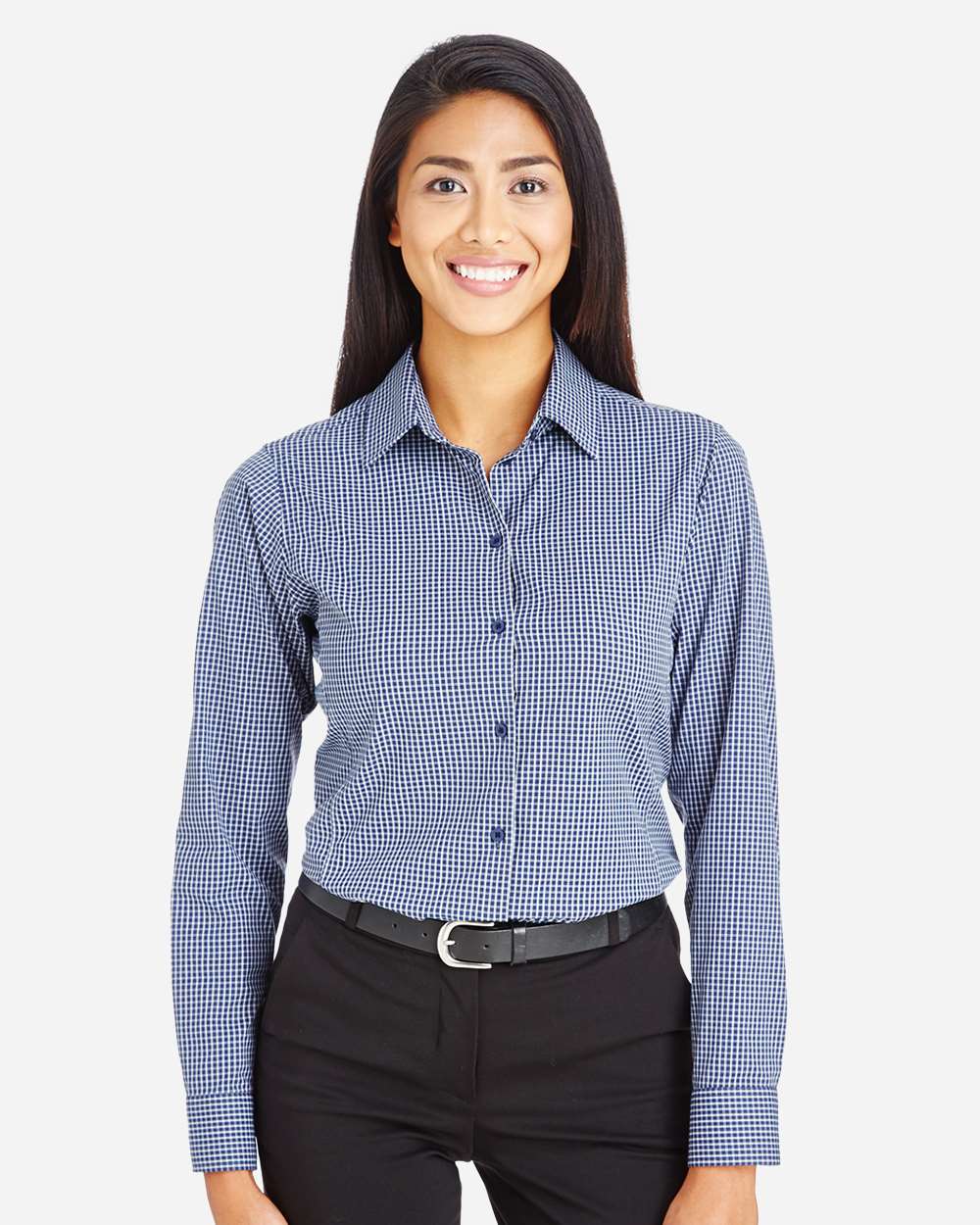 Devon & Jones Wovens XS / Navy Devon & Jones DG535W Women's CrownLux Performance® Tonal Mini Check Woven Dress Shirt