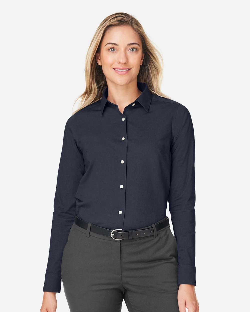Devon & Jones Wovens XS / Navy Melange Devon & Jones DG505W Women's CrownLux Performance® Spencer Poplin Dress Shirt