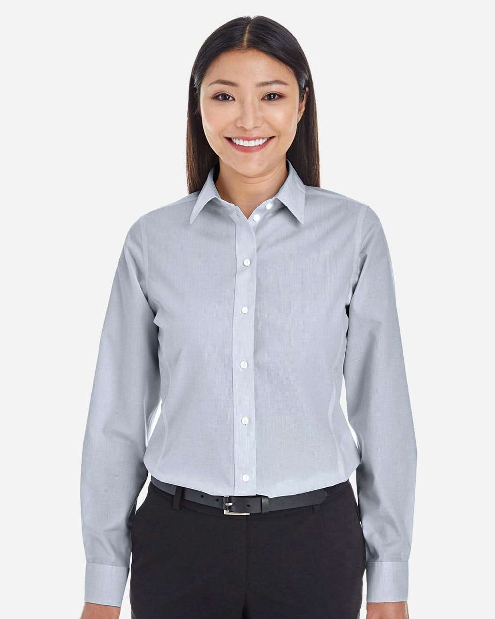 Devon & Jones Wovens XS / Navy/ White Devon & Jones DG534W Women's Crown Collection® Striped Woven Dress Shirt