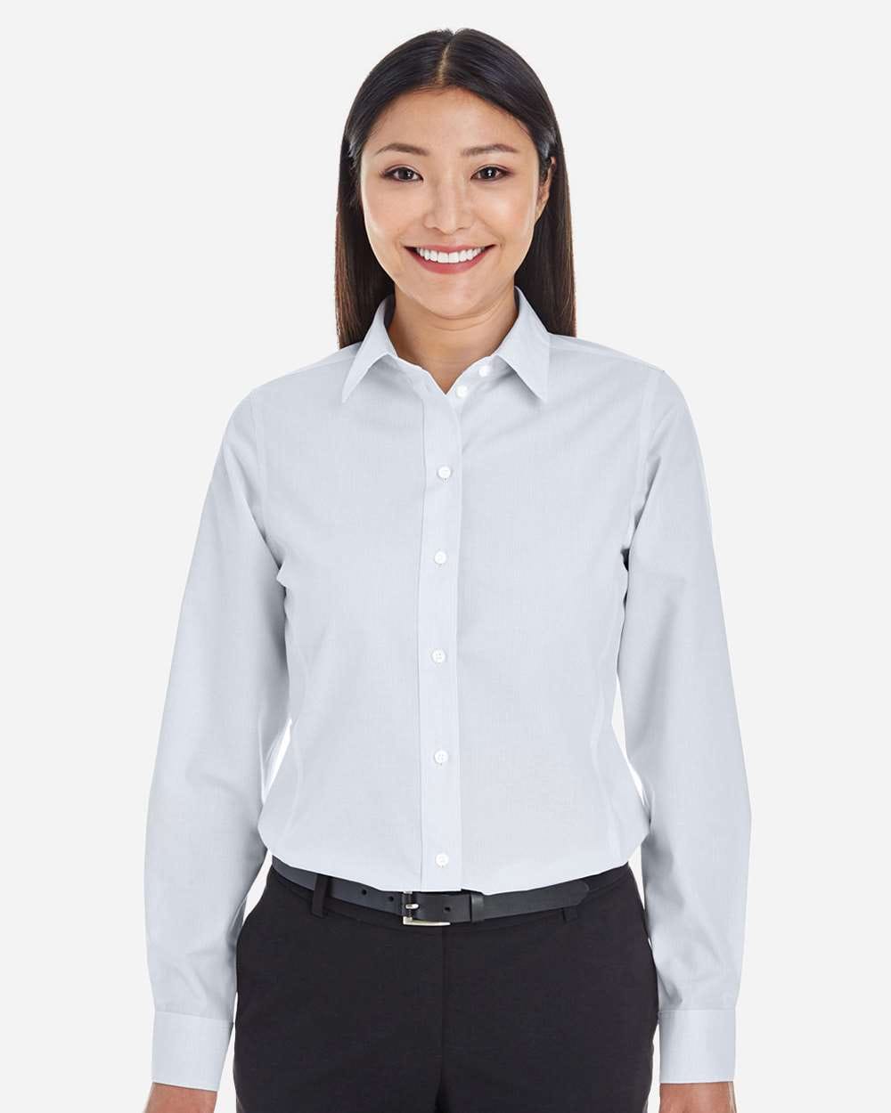 Devon & Jones Wovens XS / Silver/ White Devon & Jones DG534W Women's Crown Collection® Striped Woven Dress Shirt