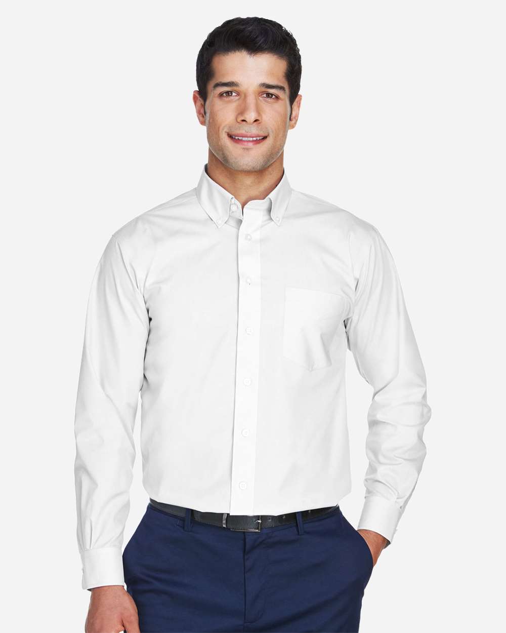 Devon & Jones Wovens XS / White Devon & Jones D620 Men's Crown Collection® Broadcloth Woven Dress Shirt